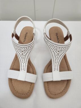 Style & Co. Vacanzaa White Wedge Sandals-size 6.5